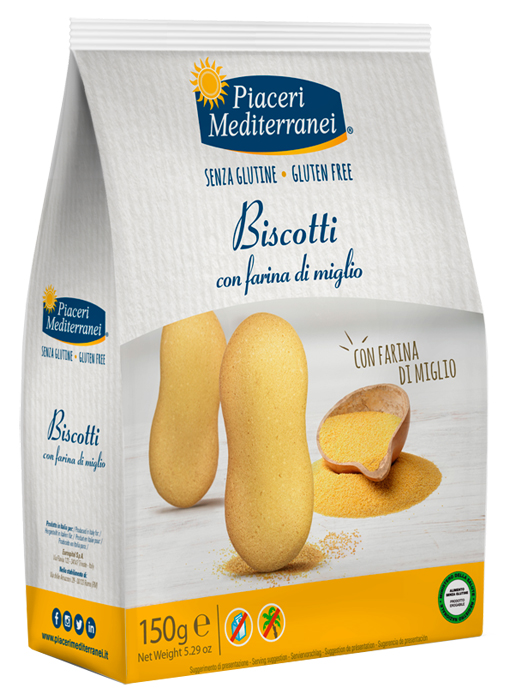 PIACERI MEDITERRANEI BISCOTTI FARINA DI MIGLIO 150 G - Farmastop