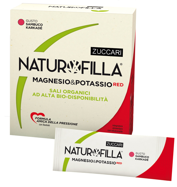 NATUROFILLA MAGNESIO & POTASSIO RED GUSTO SAMBUCO-KARKADE' 14 STICK PACK - Farmastop