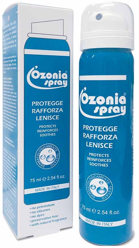 OZONIA SPRAY A BASE DI OLIO OZONIZZATO PER CUTE E MUCOSE ARROSSATE INFIAMMATE DISTROFICHE SENSIBILI 75 ML - Farmastop