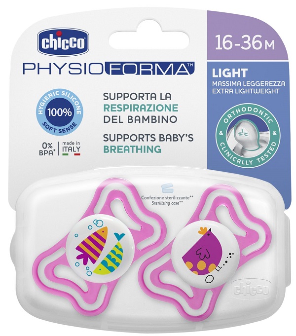 CHICCO SUCCHIETTO LIGHT GIRL SILICONE 16-36 MESI 2 PEZZI - Farmastop
