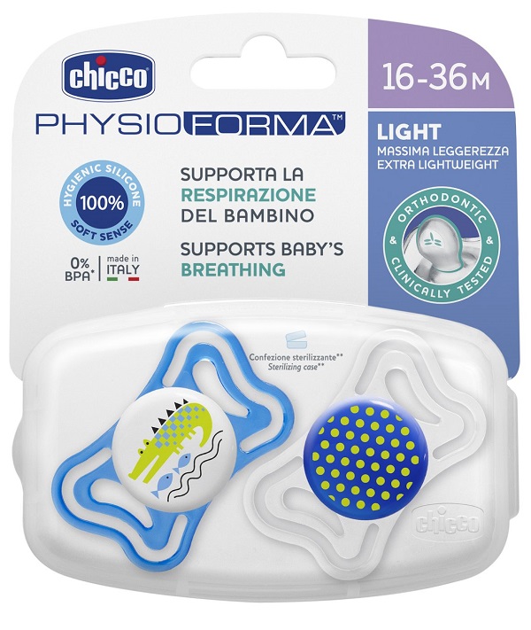 CHICCO SUCCHIETTO LIGHT BOY SILICONE 16-36 MESI 2 PEZZI - Farmastop