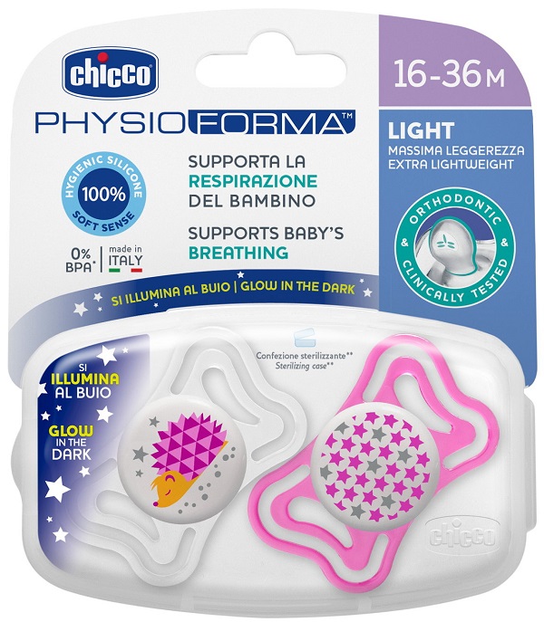 CHICCO SUCCHIETTO LIGHT LUM SILICONE 16-36 MESI 2 PEZZI - Farmastop