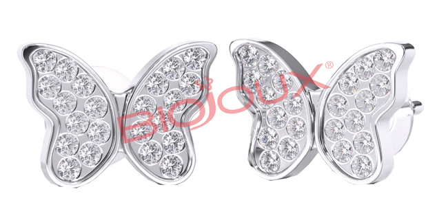 BJT979 ORECCHINI POST-FORATURA BUTTERFLY CRYSTALS 10MM - Farmastop
