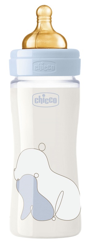 CHICCO BIBERON ORIGINAL 240ML VETRO 1 FORO 1 FORO BOY CON TETTARELLA IN CAUCCIU' - Farmastop