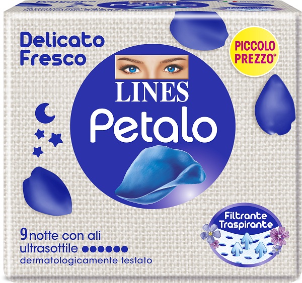LINES PETALO BLU ASSORBENTE NOTTE 9 PEZZI - Farmastop