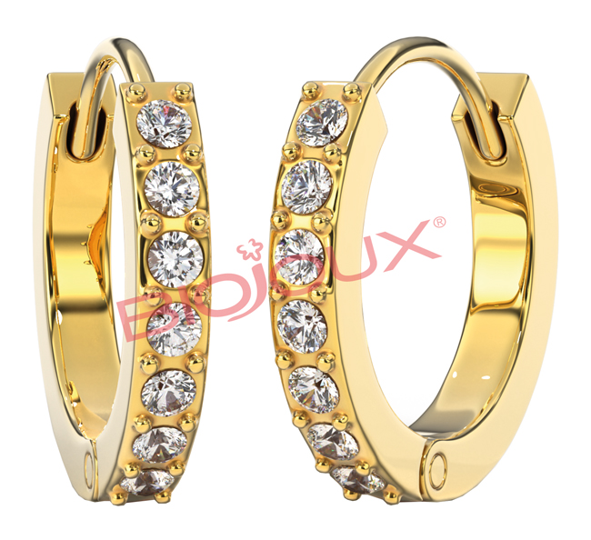 ORECCHINI POST FORATURA CRYSTAL HOOP 14GP BJT991 - Farmastop