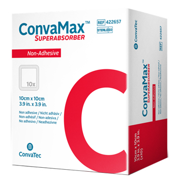 MEDICAZIONE AVANZATA CONVAMAX SUPERABSORBER NON-ADHESIVE 10 X 10 CM 10 PEZZI - Farmastop