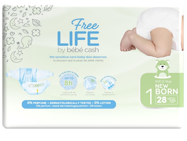 FREELIFE BY BEBECASH PANNOLINI NEW BORN TAGLIA 1 2-4 KG GIROVITA 30-41 CM 28 PEZZI - Farmastop