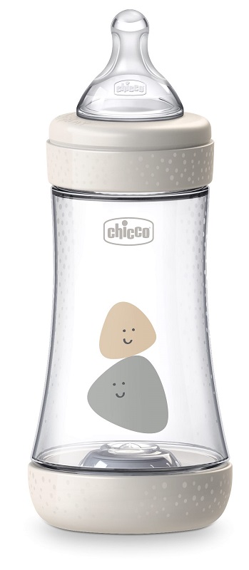 CHICCO BIBERON PERFECT 5 UNISEX 240 ML IN SILICONE 2 FORI - Farmastop