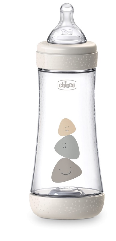 CHICCO BIBERON PERFECT 5 UNISEX 300 ML IN SILICONE 3 FORI - Farmastop