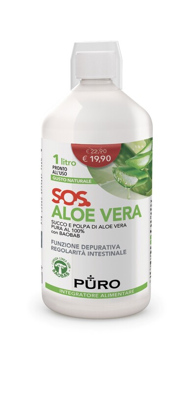 PURO ALOE VERA SUCCO E POLPA 100% + BAOBAB 1 LITRO - Farmastop