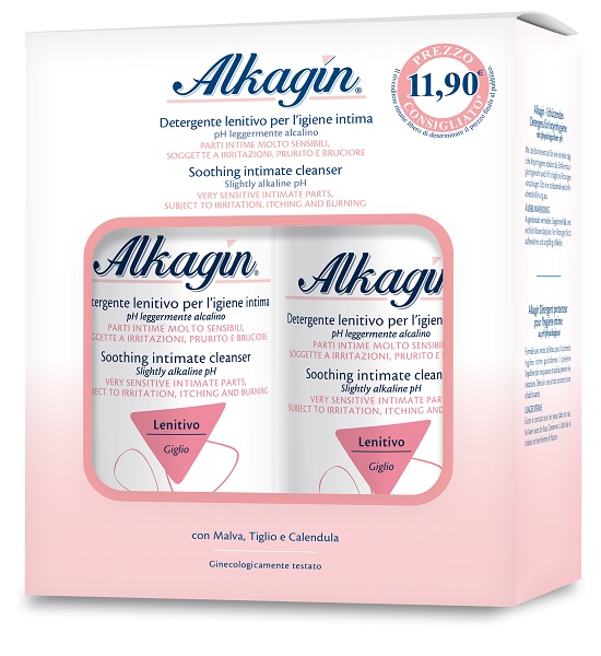 ALKAGIN DETERGENTE LENITIVO PER L'IGIENE INTIMA PH LEGGERMENTE ALCALINO 2 X 400 ML - Farmastop