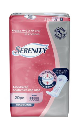 SERENITY ASSORBENTE ANATOMICO CON ALOE FLEXIT MINI 20 PEZZI - Farmastop
