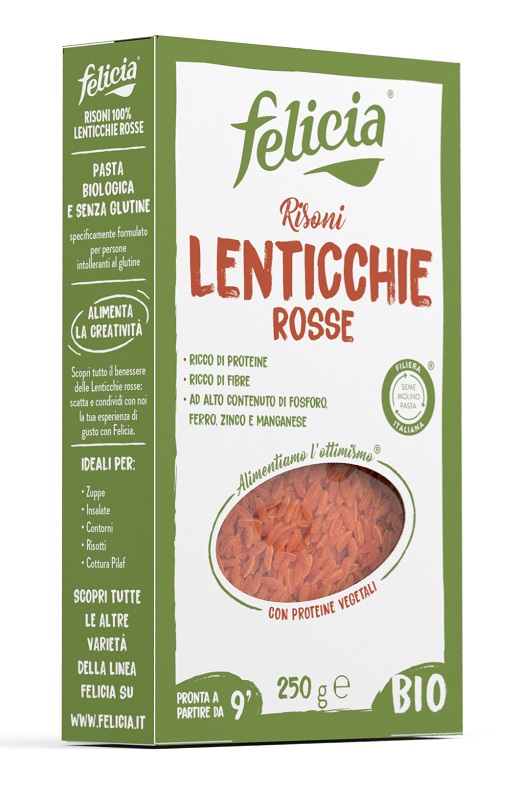 FELICIA BIO RISONI LENTICCHIE ROSSE 250 G - Farmastop