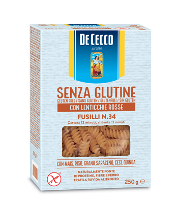 DE CECCO FUSILLI N34 LENTICCHIE ROSSE 250 G - Farmastop