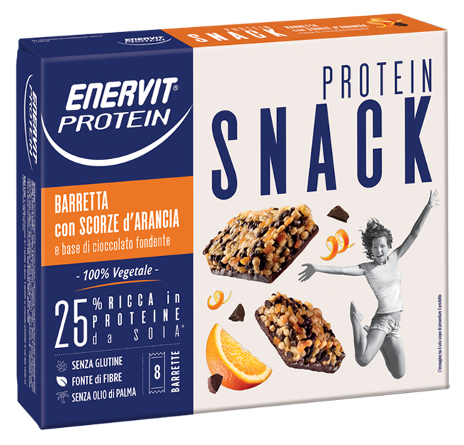 ENERVIT PROTEIN SNACK SCORZE ARANCIA VEGETALE 8 BARRETTE 27 G - Farmastop