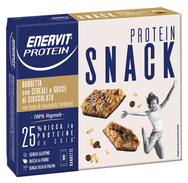 ENERVIT PROTEIN SNACK CEREALI CIOCCOLATO VEGETALE 8 BARRETTE 27 G - Farmastop
