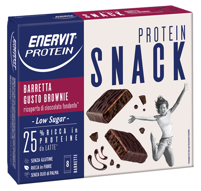 ENERVIT PROTEIN SNACK BROWNIE LOW SUGAR 8 BARRETTE 30 G - Farmastop