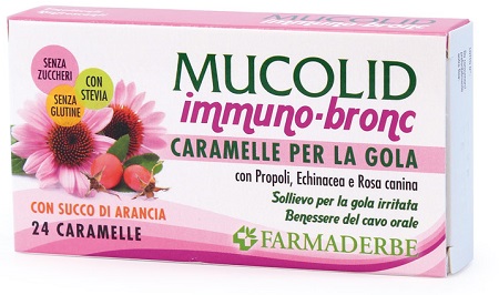 MUCOLID BRONC IMMUNO 24 CARAMELLE GUSTO ARANCIA - Farmastop