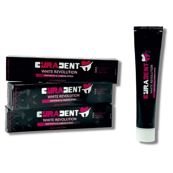 CURADENT DENTIFRICIO EXTREME WHITE SBIANCANTE AL CARBONE 75 ML - Farmastop