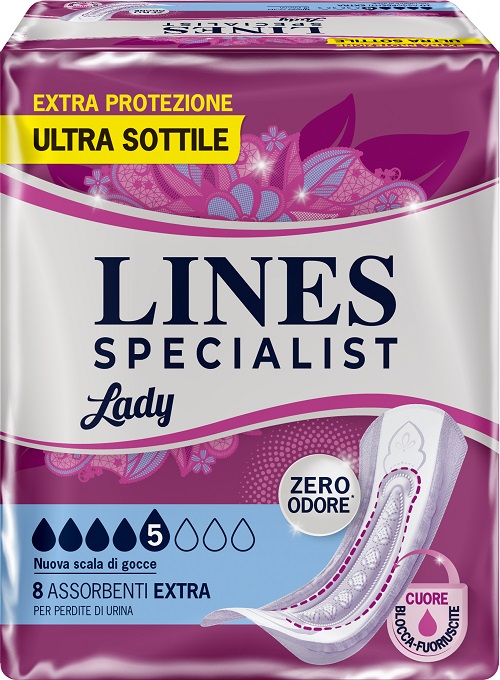 ASSORBENTI PER INCONTINENZA LINES SPECIALIST LADY 8 EXTRA 8 PEZZI - Farmastop