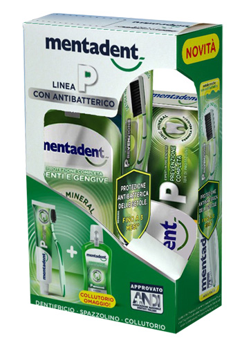 MENTADENT BUNDLE TRIPACK MENTADENT P  75 ML + SPAZZOLINO + MENTADENT P 300 ML - Farmastop