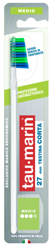 TAUMARIN PROFESSIONAL SPAZZOLINO 27 MEDIO TESTINA CORTA PROTEZIONE ANTIBATTERICA - Farmastop