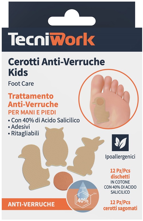 CEROTTO ANTI VERRUCHE BIMBI 12 PEZZI + 12 FIXING ANIMIALI TERRA COLORE BEIGE - Farmastop