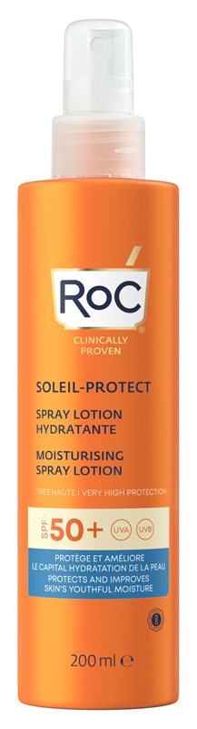 ROC LOZIONE SPRAY SOLARE CORPO SPF 50+ IDRATANTE 200 ML - Farmastop