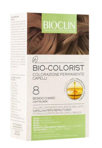 BIOCLIN BIO COLOR FAST&PERFECTION 8,0 BIONDO CHIARO CREMA COLORANTE 60 ML + RIVELATORE IN CREMA 60 ML + BIO COLOR SHAMPOO 10 ML + BIO COLOR MASCHERA 10 ML - Farmastop
