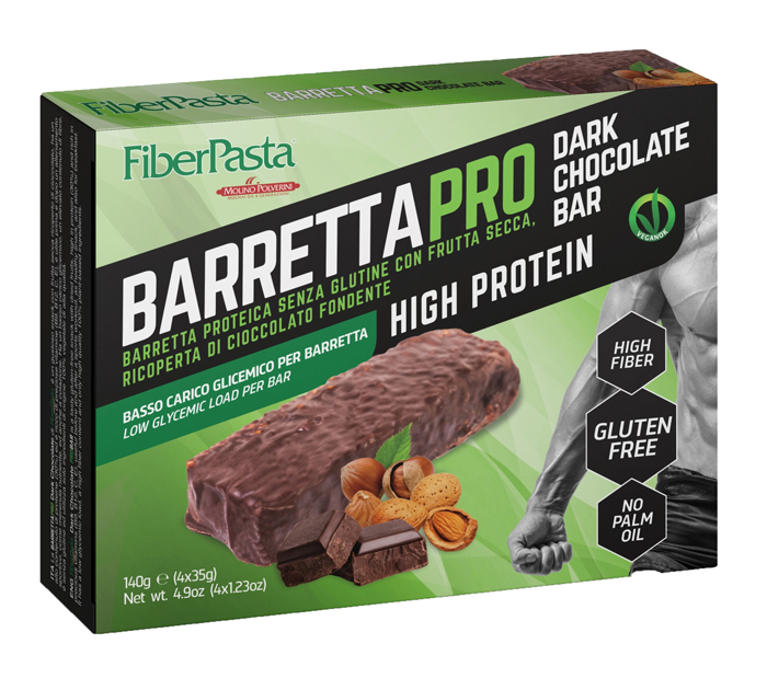 FIBERPASTA BARRETTA PROT DARK CHOCOLATE 4X35 G - Farmastop