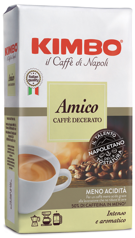 KIMBO AMICO CAFFE' TORREFATTO DECERATO E MACERATO 225 G - Farmastop