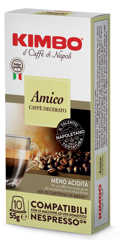KIMBO AMICO CAFFE' TORREFATTO DECERATO E MACERATO 10 CAPSULE COMPATIBILI NESPRESSO 5,5 G - Farmastop