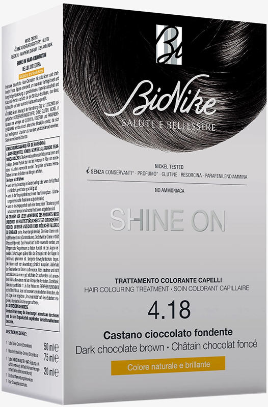 SHINE ON CASTANO CIOCCOLATO FONDENTE 4,18 FLACONE 75 ML + TUBO 50 ML - Farmastop