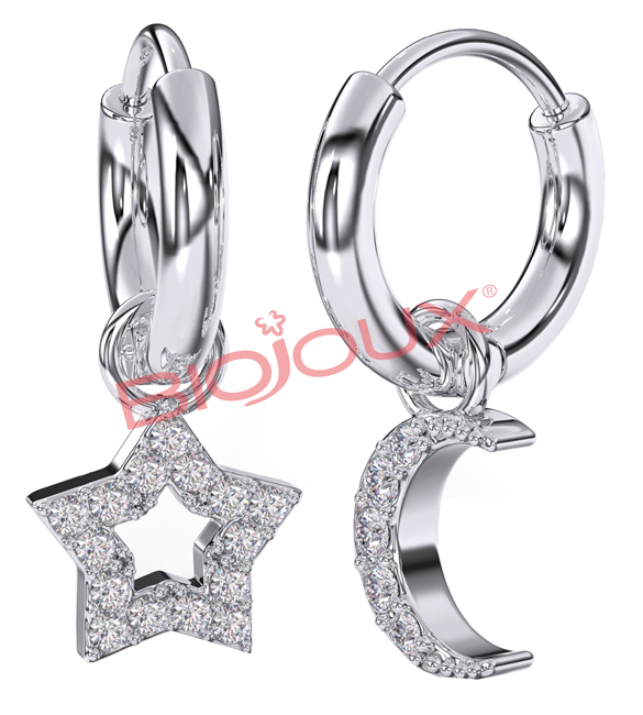 BJT228 ORECCHINO STAR&MOON HEART - Farmastop