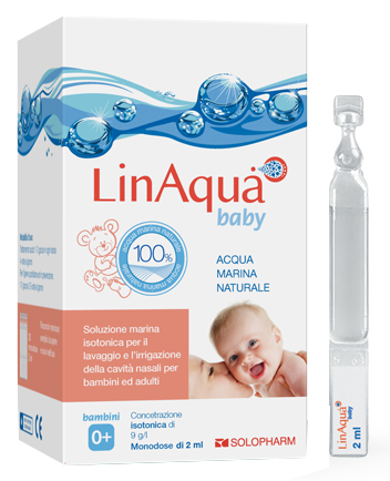 SOLUZIONE ISOTONICA PER LAVAGGI NASALI LINAQUA BABY 30 FLACONCINI MONODOSE 2ML - Farmastop