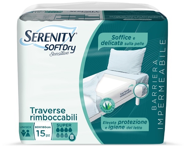 SERENITY TRAVERSA SD SENSIIVE SUPER 80X180 CM 15 PEZZI - Farmastop