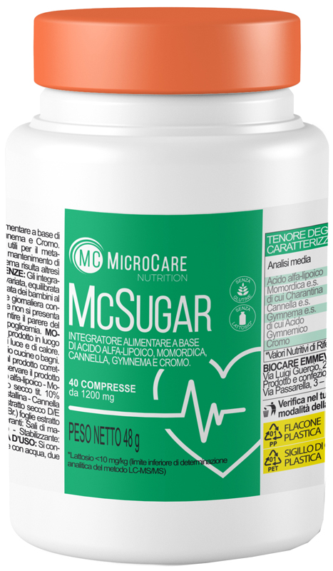 MICROCARE NUTRITION MC SUGAR 40 COMPRESSE DA 1200 MG - Farmastop
