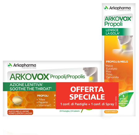 ARKOVOX PROPOLI PACK 24 COMPRESSE + SPRAY 30 ML - Farmastop
