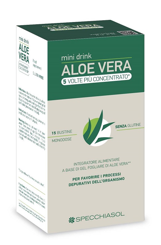 ALOE VERA MINI DRINK 5 VOLTE PIU' CONCENTRATO 15 BUSTINE DA 10 ML - Farmastop