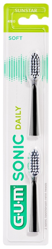 GUM SONIC DAILY SPAZZOLINO BATTERIA REFILL BLACK 2 PEZZI - Farmastop