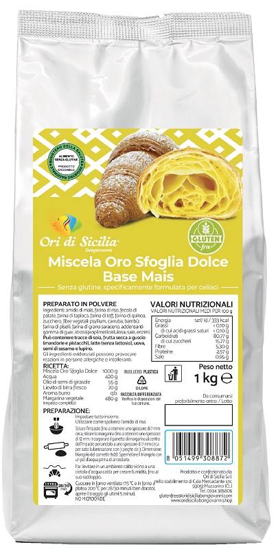 ORI DI SICILIA MIX ORO SFOGLIA DOLCE BASE MAIS 1 KG - Farmastop