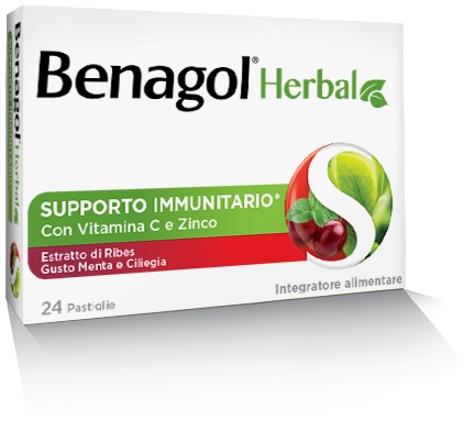 BENAGOL HERBAL MENTA E CILIEGIA 24 PASTIGLIE - Farmastop