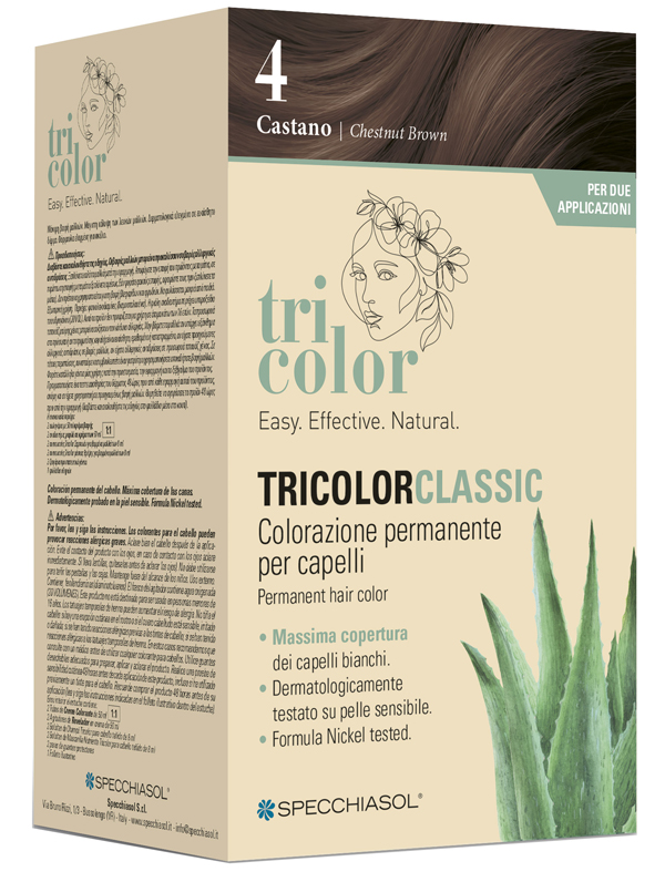 TRICOLOR CLASSIC 4 CASTANO 2 TUBI 50 ML + 2 SHAKER 50 ML + 4 BUSTINE 8 ML - Farmastop