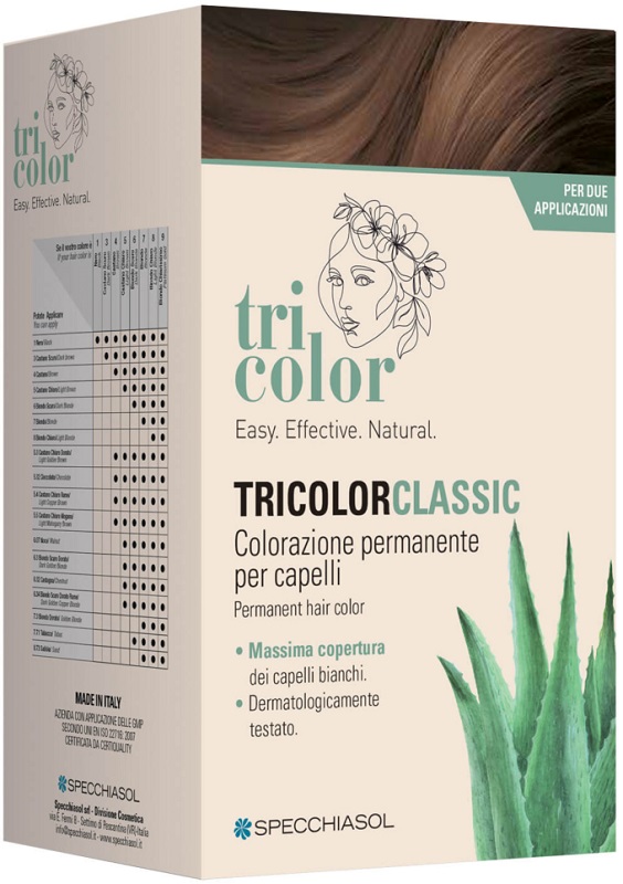 TRICOLOR CLASSIC 6,3 NOCCIOLA 2 TUBI 50 ML + 2 SHAKER 50 ML + 4 BUSTINE 8 ML - Farmastop