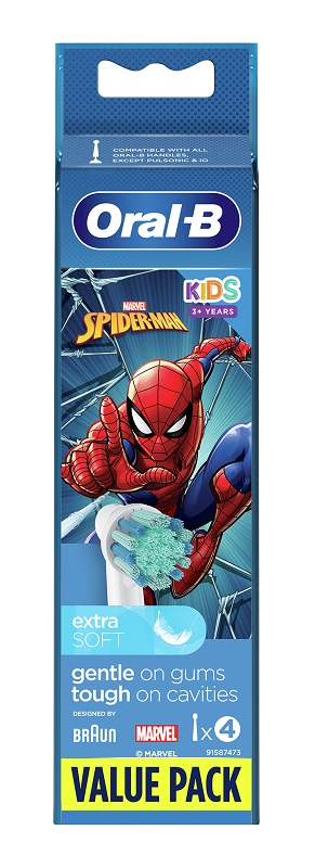 ORALB KIDS SPIDERMAN TESTINE PER SPAZZOLINO ELETTRICO 4 PEZZI - Farmastop