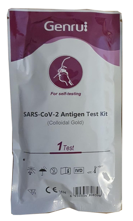 TEST ANTIGENICO RAPIDO COVID-19 GENRUI AUTODIAGNOSTICO DETERMINAZIONE QUALITATIVA ANTIGENI SARS-COV-2 IN TAMPONI NASALI MEDIANTE IMMUNOCROMATOGRAFIA - Farmastop