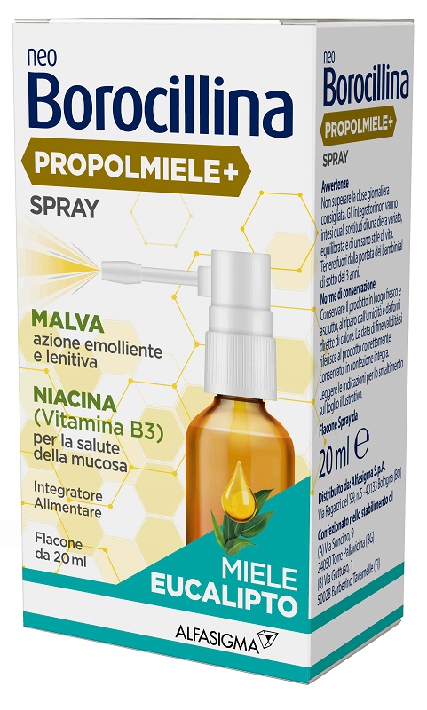 NEOBOROCILLINA PROPOLMIELE+ SPRAY MIELE EUCALIPTO 20 ML - Farmastop