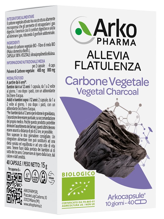 ARKO CAPSULE CARBONE VEGETALE BIO 40 CAPSULE - Farmastop