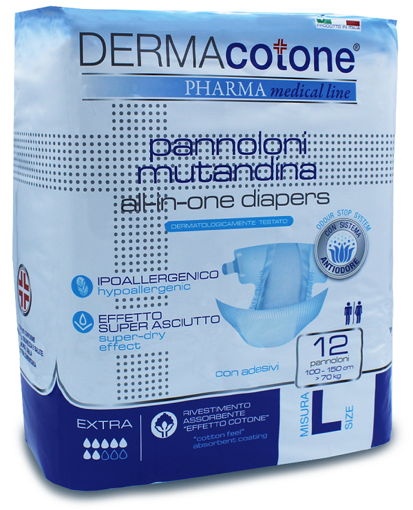 PANNOLONE MUTANDINA PER INCONTINENZA DERMACOTONE L 12 PEZZI - Farmastop